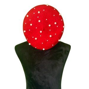 Red Pearl Beaded Beret